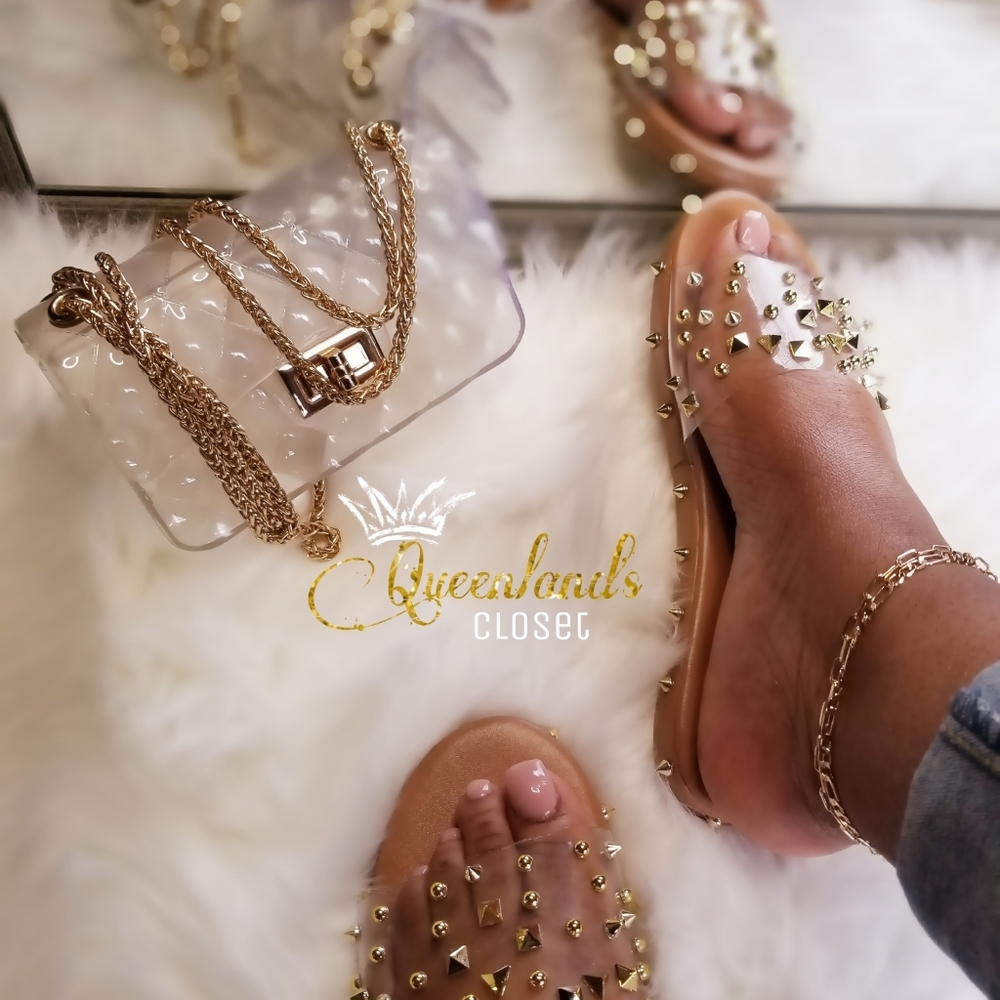 Gold studded sandals